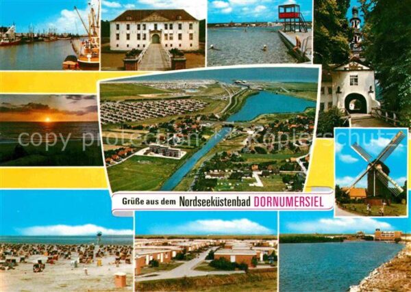 Dornumersiel Fliegeraufnahme Hafen Windmühle Strand