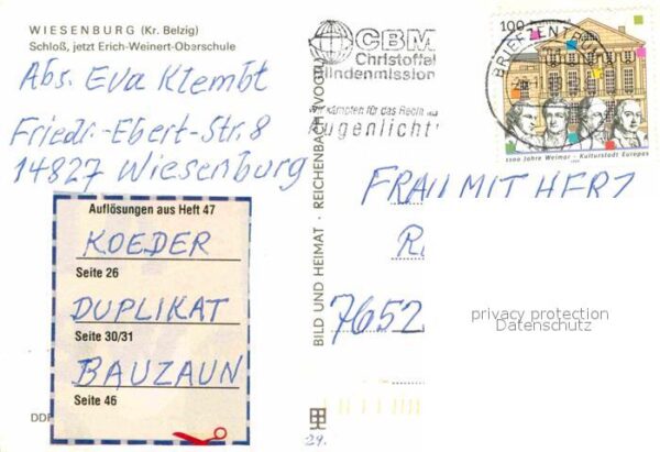 Wiesenburg Sachsen Schloss Erich Weinert Oberschule – Bild 2