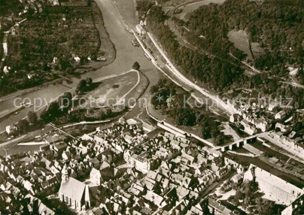 Hann. Muenden Fliegeraufnahme Zusammenfluss von Werra