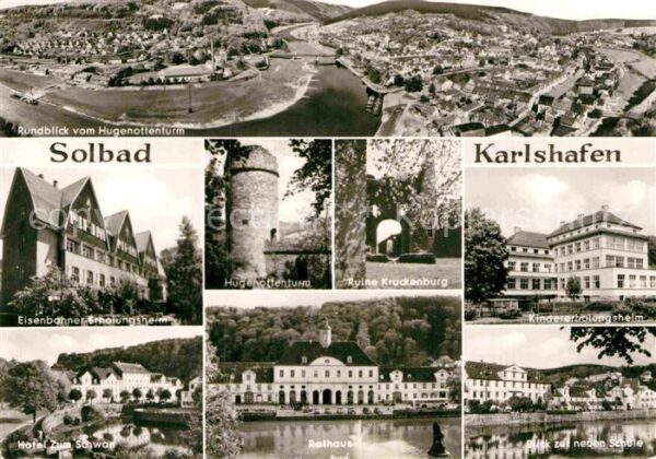 Karlshafen Bad Panorama Eisenbahn Erholungsheim Hugeno
