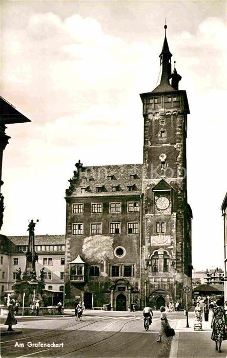 Wuerzburg Vierröhrenbrunnen Rathaus
