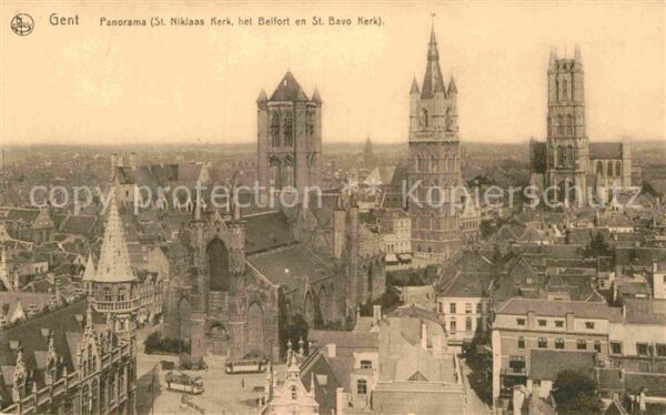 Gent Gand Flandre Panorama St. Niklaas Kerk St. Bavo Kerk