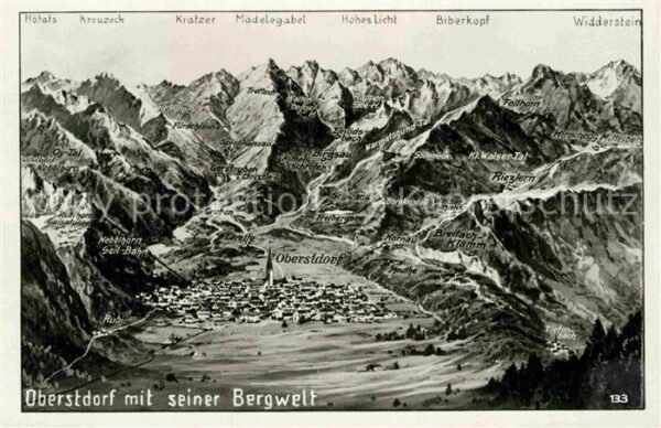 Oberstdorf Panoramakarte Stillach Reuthe Kornau Lo