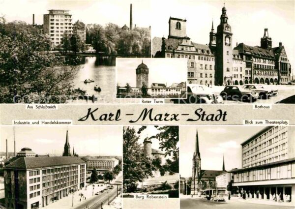 Karl-Marx-Stadt Rathaus Roter Turm Schlossteich Burg Ra