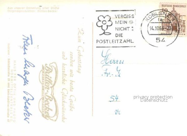 Braubach Rhein Marksburg um 1830 Brillen-Becker – Bild 2