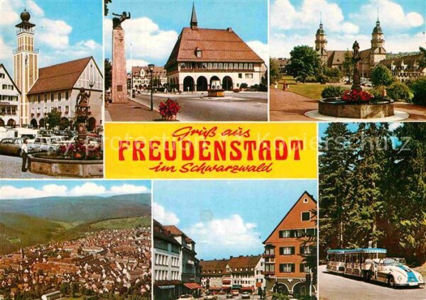 Freudenstadt Gesamtansicht Kirche Brunnen Rathaus To
