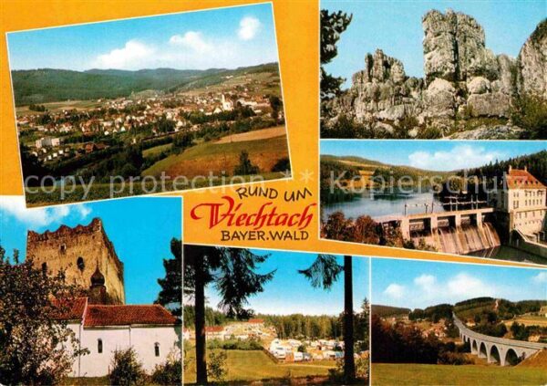 Viechtach Bayerischer Wald Burgruine Teilansicht Viadukt Campingpl