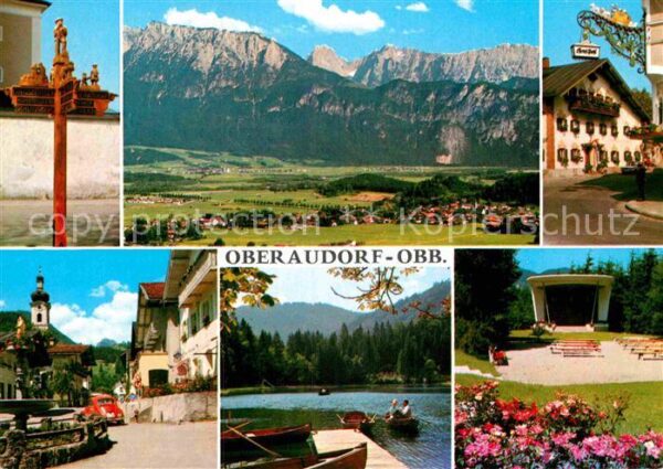 Oberaudorf Panorama Wegweiser Altes Postschild Dor