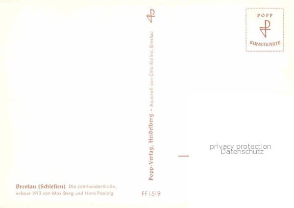 Breslau Niederschlesien Jahrhunderthalle Künstlerkarte – Bild 2