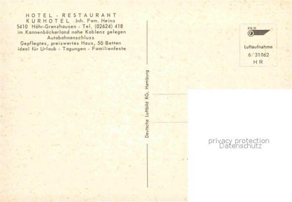 Hoehr-Grenzhausen Hotel-Restaurant Kurhotel Fliegeraufnah – Bild 2