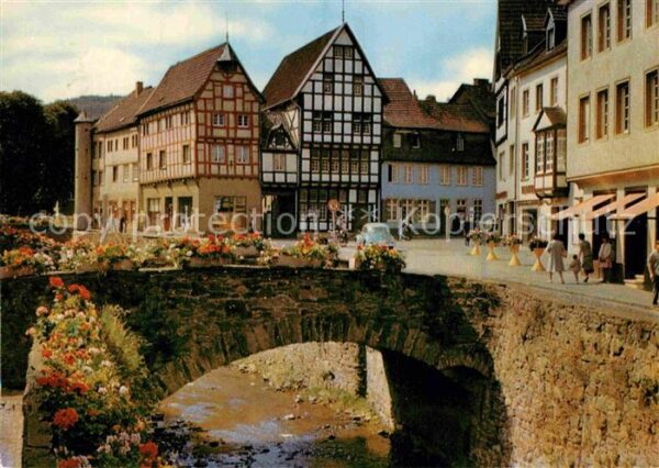 Bad Muenstereifel Erftbrücke alte Fachwerkhäuser Markt