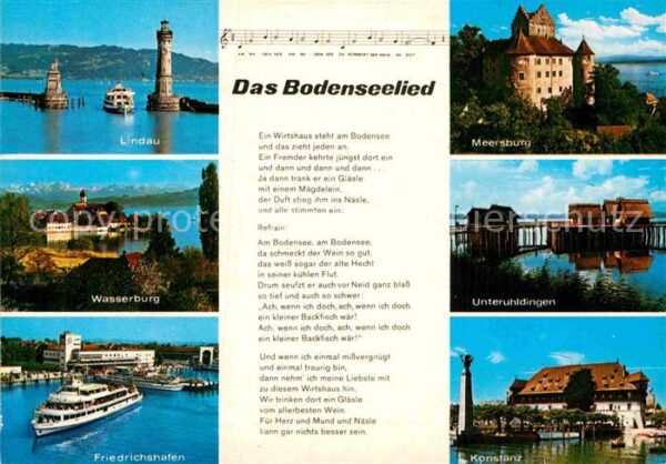 Liederkarte Das Bodenseelied Lindau Meersburg Wasse