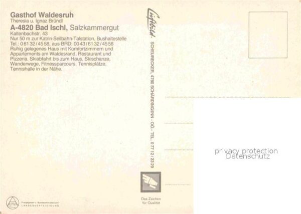 Ischl Salzkammergut Bad Gasthaus Waldesruh Seilbahn Panorama – Bild 2
