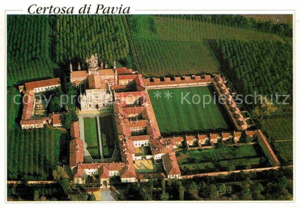 Certosa Di Pavia Fliegeraufnahme Kloster 24 Zellen