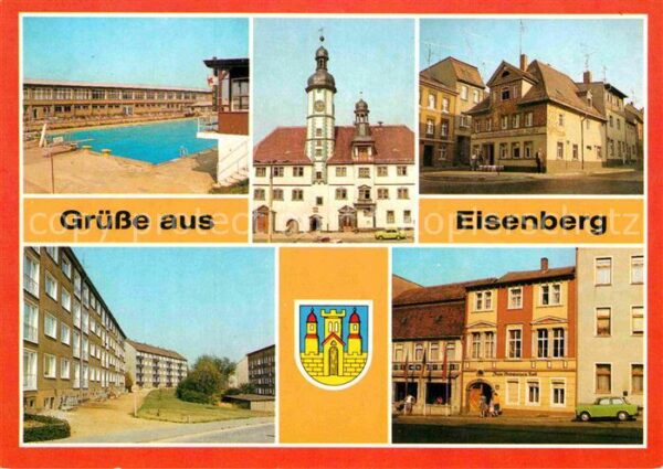 Eisenberg Thueringen Freibad Rathaus HO Gaststätte Neubaugeb