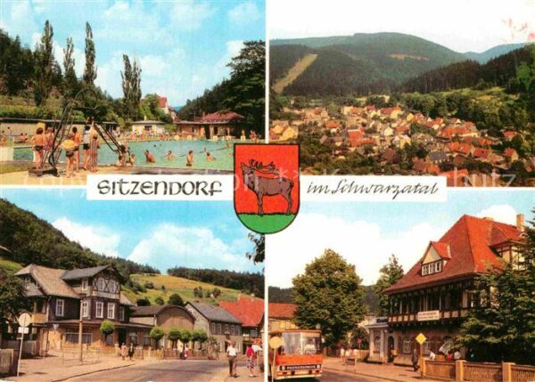 Sitzendorf Thueringen Schwimmbad Panorama Schwarzatal FDGB Er