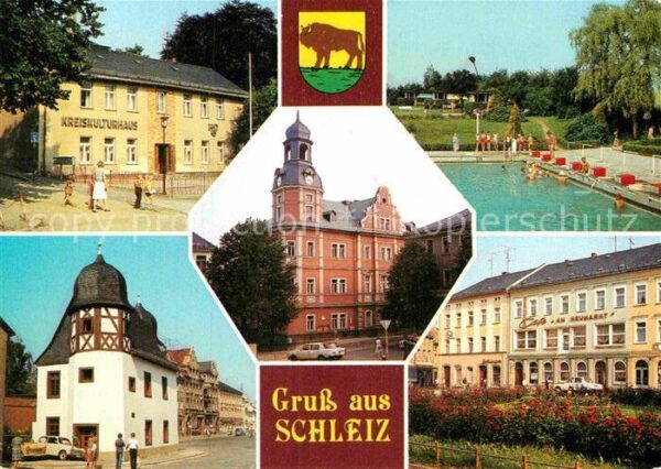 Schleiz Kreiskulturhaus Rathaus Schwimmbad Hist