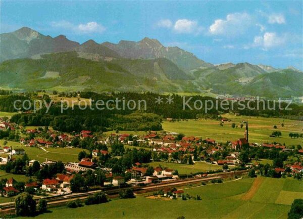 Uebersee Panorama Blick zur Kampenwand Chiemgaue