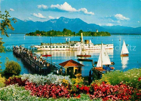 Prien Chiemsee Fraueninsel im Chiemsee mit Hochfelln u