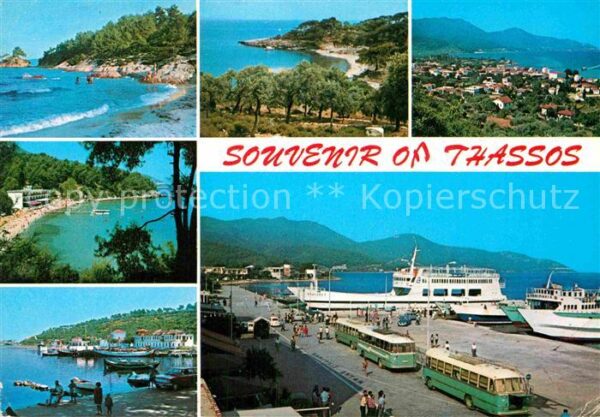 Thassos Panorama Küste Hafen Fähre