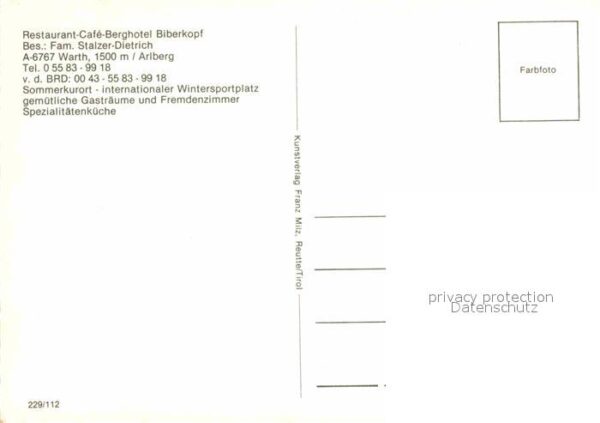 Warth Vorarlberg Berghotel Restaurant Cafe Biberkopf Ort – Bild 2