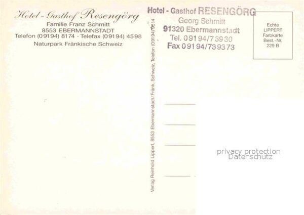 Ebermannstadt Hotel Gasthof Resengörg Türschild – Bild 2