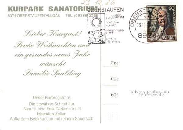 Oberstaufen Kurpark Sanatorium Foyer Kaminzimmer Ha – Bild 2