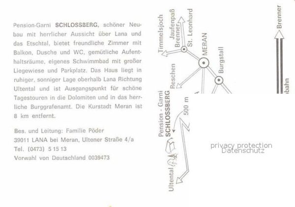 Lana Meran Pension Schlossberg Swimming Pool – Bild 2