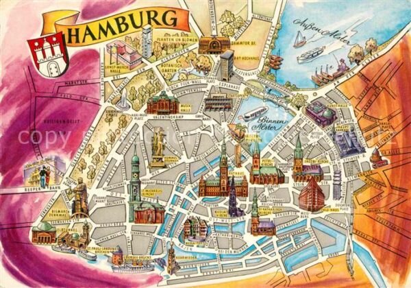 Hamburg Stadtzentrum Stadtplan Binnenalster Aus