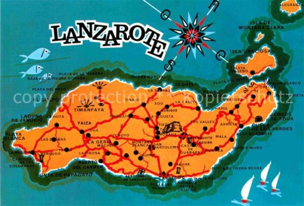 Lanzarote Kanarische Inseln Isla de los volcanes Mapa