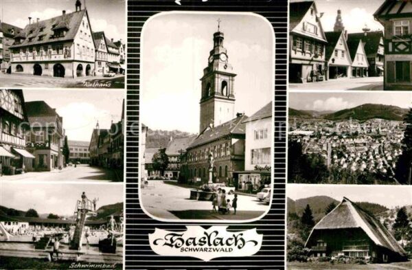 Haslach Kinzigtal Rathaus Schwimmbad Kirche Panorama Schw