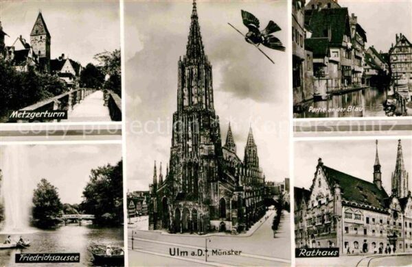 Ulm Donau Metzgerturm Partie an der Blau Friedric