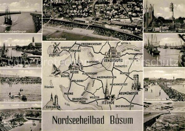 Buesum Nordseebad Fliegeraufnahme Krabbenfänger Hafen Str