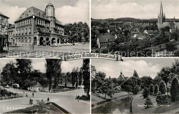 Menden Sauerland Partie an der Hönne Bahnhof Rathaus