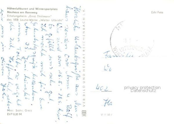 Neuhaus Rennweg Erholungsheim Ernst Thälmann des VEB Le – Bild 2