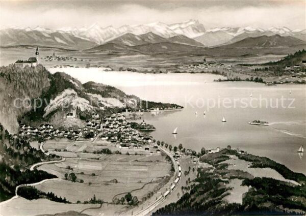 Herrsching Ammersee Fliegeraufnahme mit Kloster Andechs und