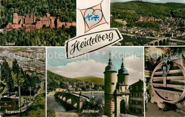 Heidelberg Neckar Fliegeraufnahme Schloss Bergbahn Alte B