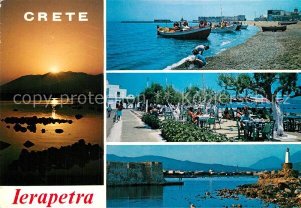Ierapetra Kreta Sonnenuntergang Terrasse Hafeneinfahrt