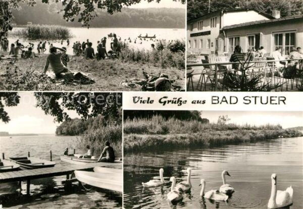 Bad Stuer Badestrand Steg Schwäne Terrasse