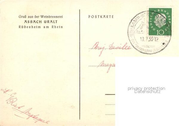 Ruedesheim Rhein Panorama Künstlerkarte Werbung Weinbren – Bild 2