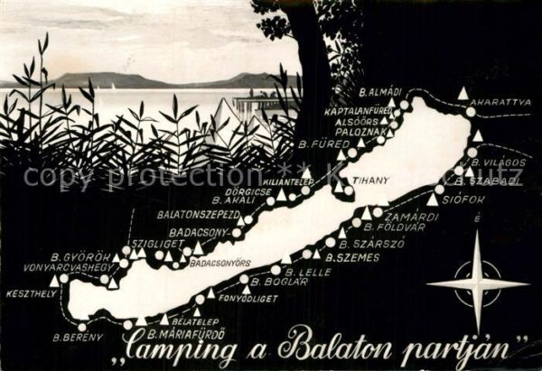 Balaton Plattensee Camping rund um den See Landkarte Kompa
