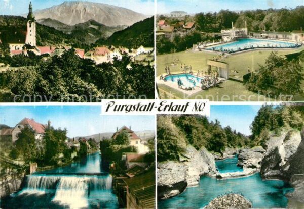 Purgstall Erlauf Ortsansicht mit Kirche Freibad Erlauf W