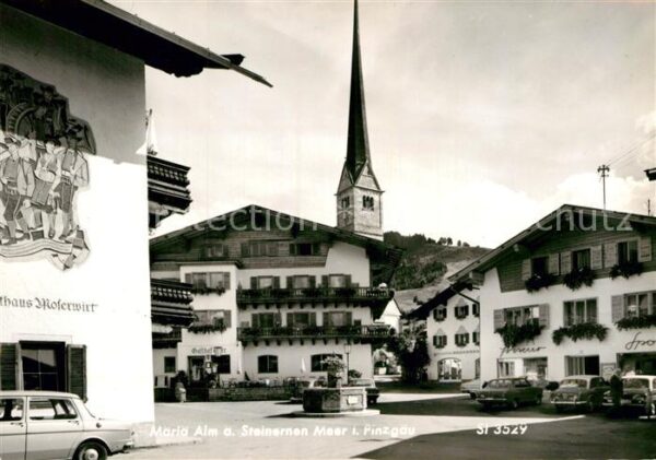 Maria Alm Steinernen Meer Ortsmotiv mit Kirche Gasthaus Moserwirt