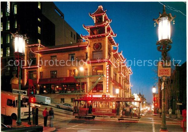 San Francisco California China Town Cable Car at night