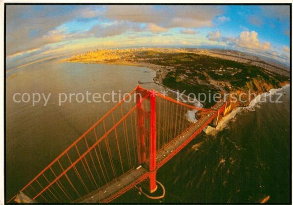 San Francisco California In a fisheye view through the Golden Ga