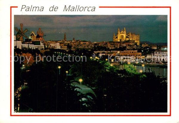 Palma de Mallorca Catedral y los molinos del Jonquet vist