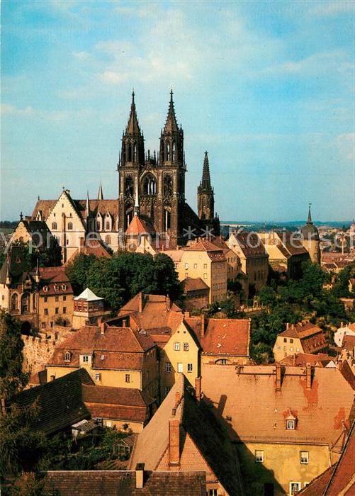 Meissen Elbe Sachsen Burgberg in der Abendsonne Blick vom Tu