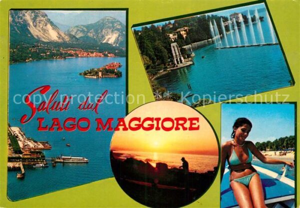 Lago Maggiore Panorama Insel Strand Abendstimmung am
