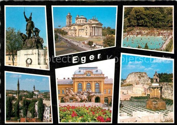Eger Ungarn Denkmal Stadtansicht mit Minarett Basil