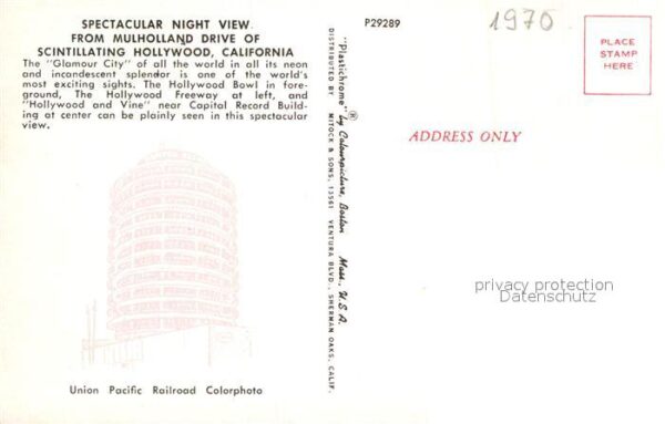 Hollywood California Night View from Mulholland Drive – Bild 2